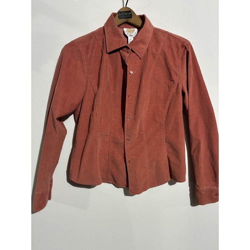 Talbots Red Button Up Shirt Womens Medium‎ Petites Casual